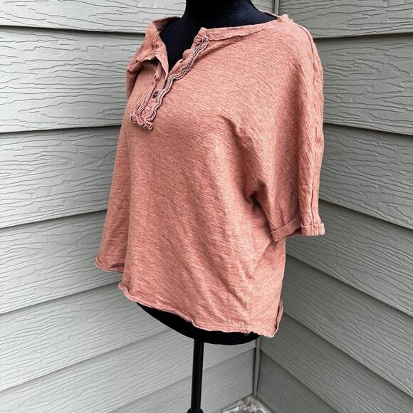 BOHME women’s size S short sleeve henley style top, rusty/brown color - Picture 5 of 6